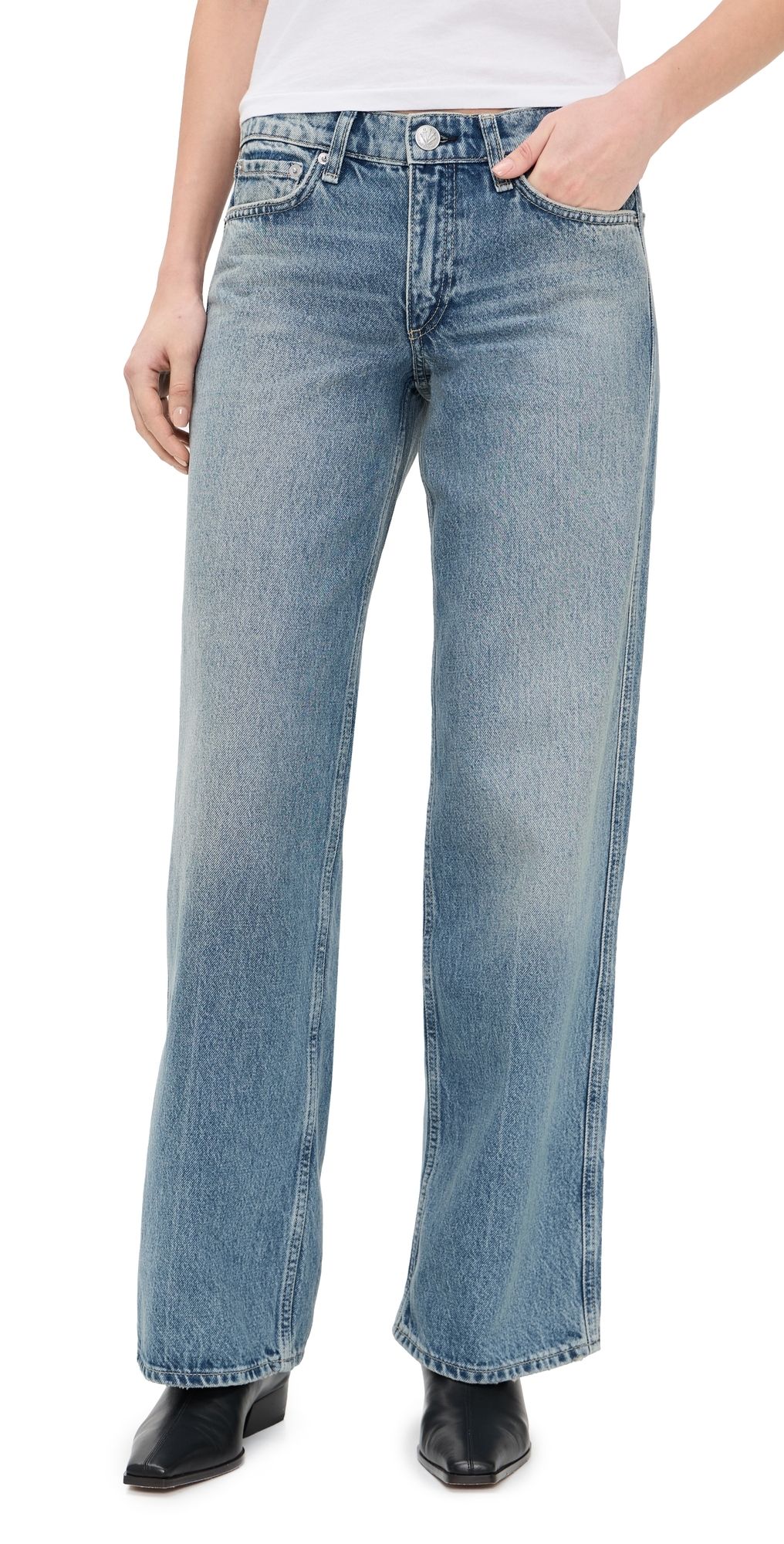 rag & bone Saige Low-Rise Full Straight Jeans Rosland 29