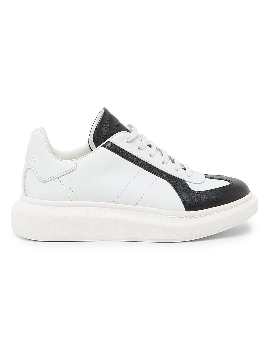 Men's Oversized Retro Leather Low-Top Sneakers - White Black - Size 15