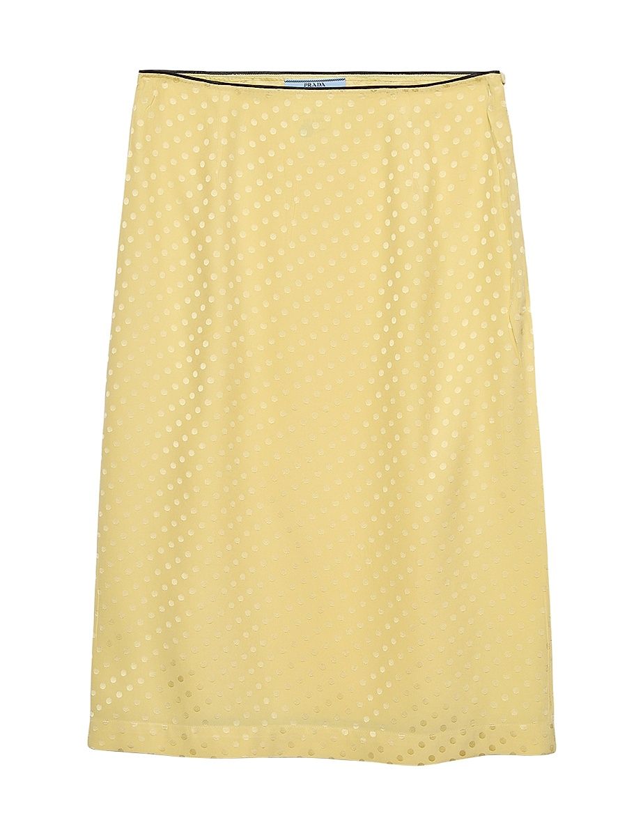 Women's Polka-Dot Satin Skirt - Yellow - Size 12
