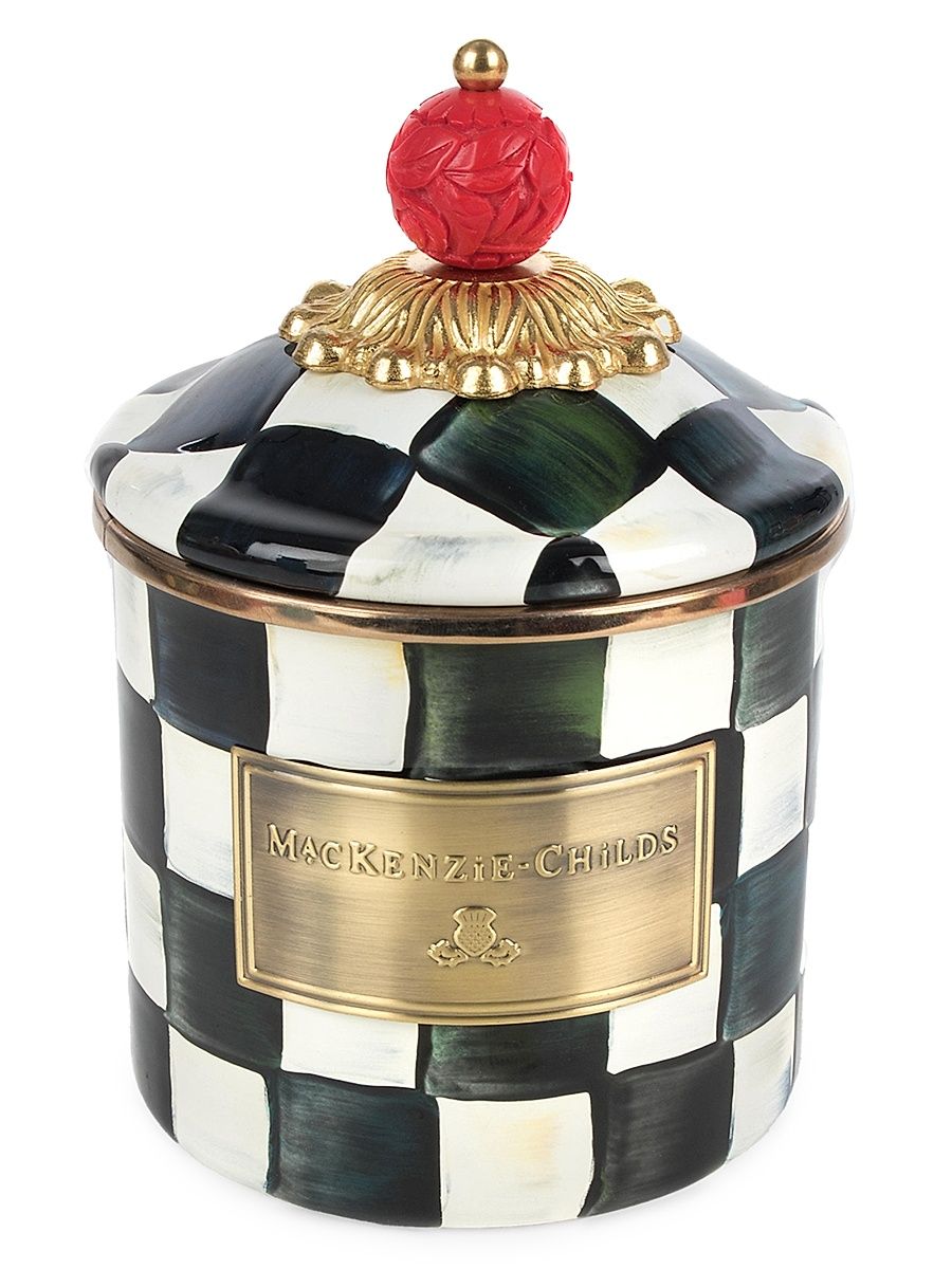 Courtly Check Enamel Demi Canister - Black White