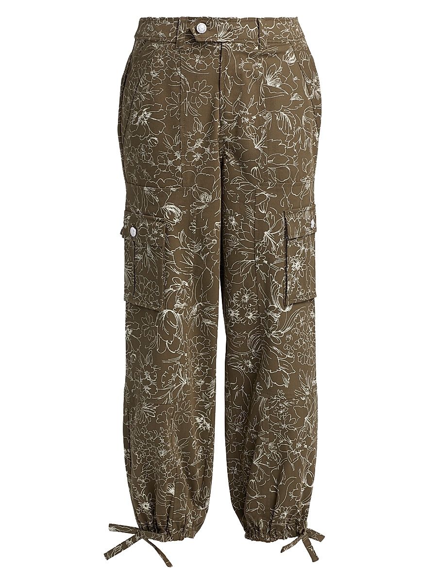 Women's Zola Garden Doodle Cargo Pants - Dark Olive White - Size 14