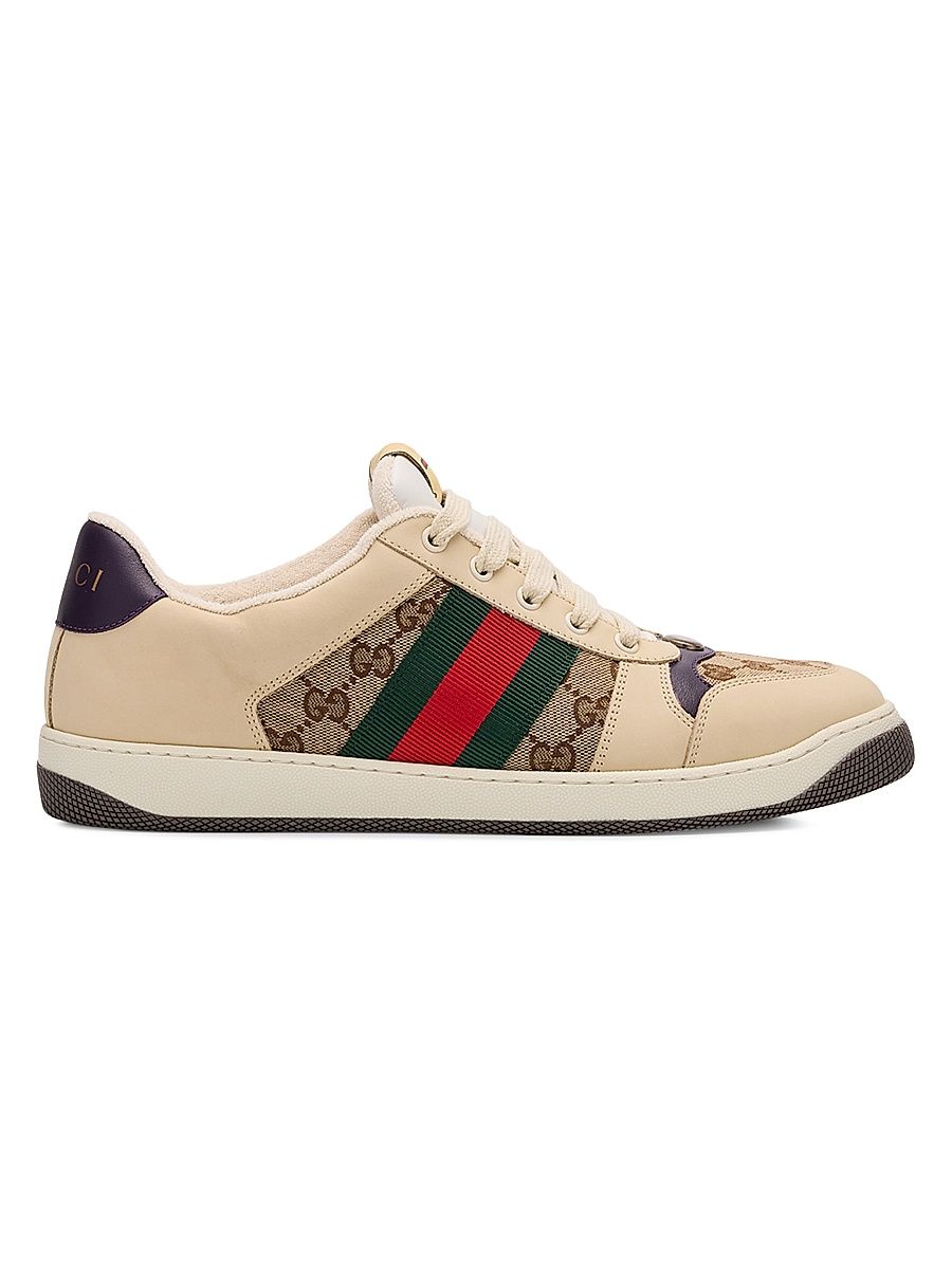 Men's Screener GG Canvas & Leather Low-Top Sneakers - Beige - Size 11.5