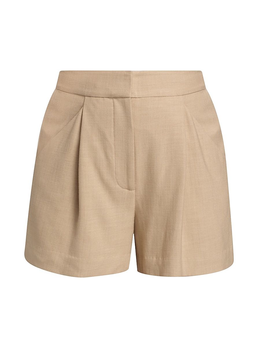 Women's Marbeau Pleated Shorts - Stone Khaki - Size 14