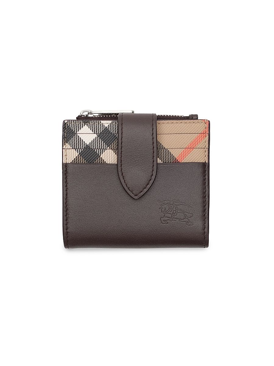 Men's Check Bifold Zip Wallet - Peat Sand