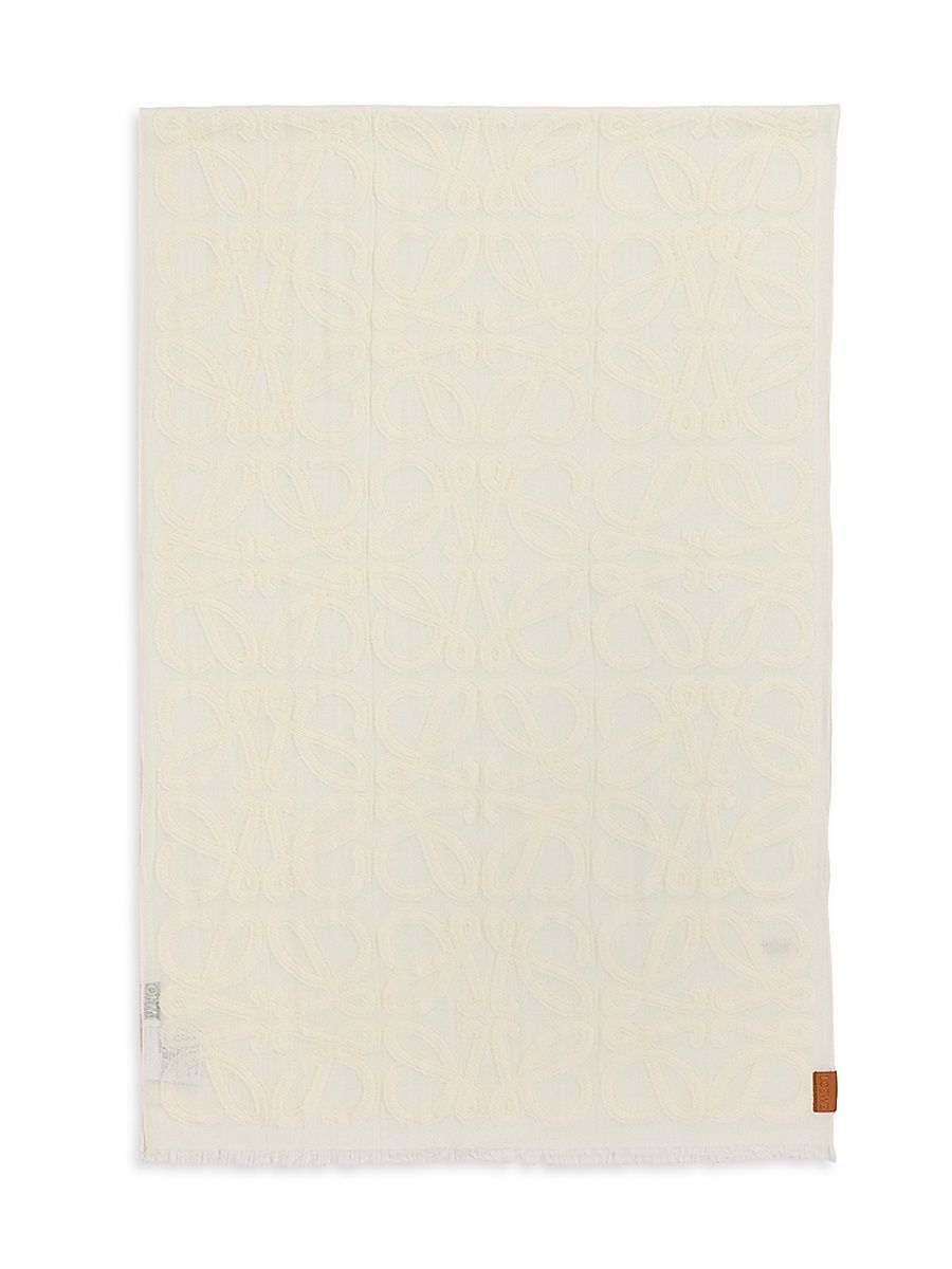 Women's Anagram Fil Coupé Silk-Blend Scarf - White