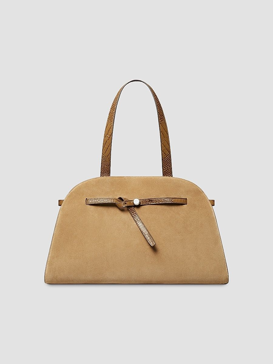 Tory Burch Women's Romy Large Suede Shoulder Bag - Stone