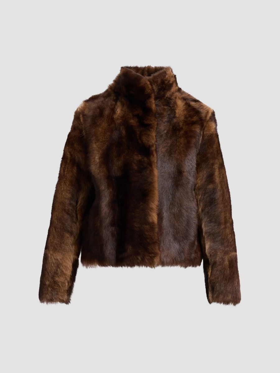 Yves Salomon Women's Fur-Effect Shearling Coat - Sutton - Size 14