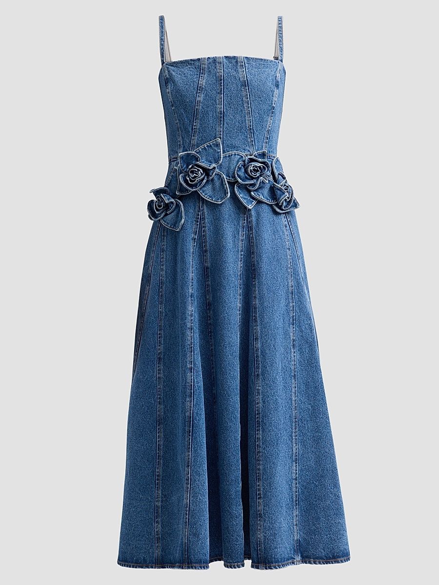 Women's Eryn Denim Midi Dress - Blue Denim - Size 12