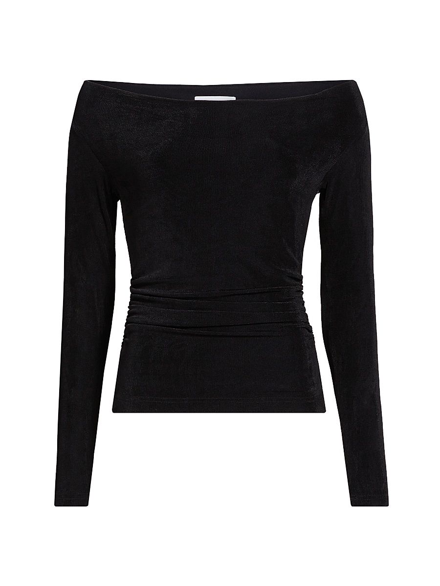 Women's Luna Off-The-Shoulder Long-Sleeve Top - Black - Size 8