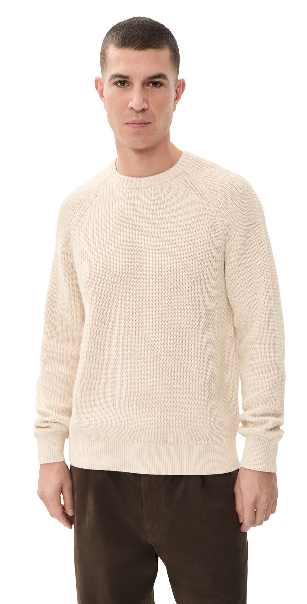 Madewell Fisherman Raglan Crew Neck Sweater Cream Marl L