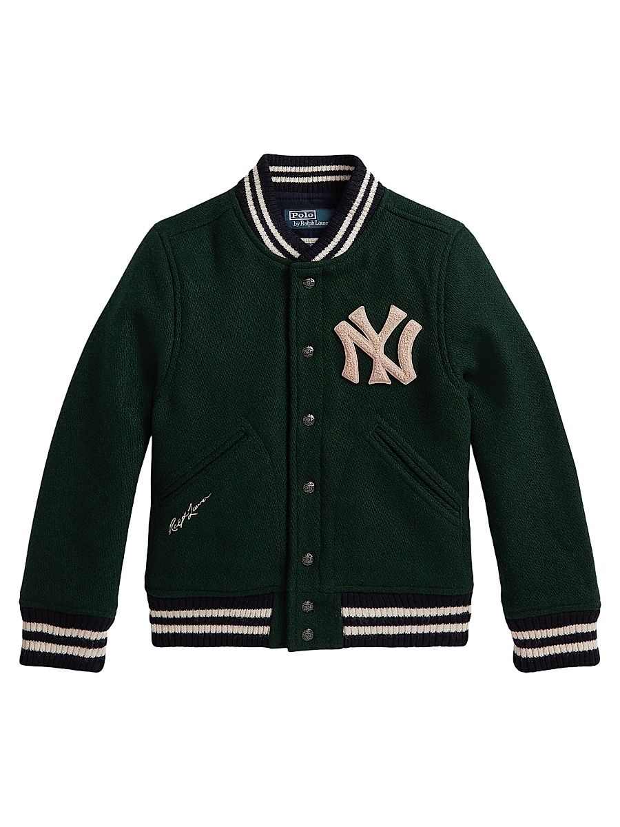 Boy's New York Yankees Wool Bomber Jacket - Moss Agate - Size 18