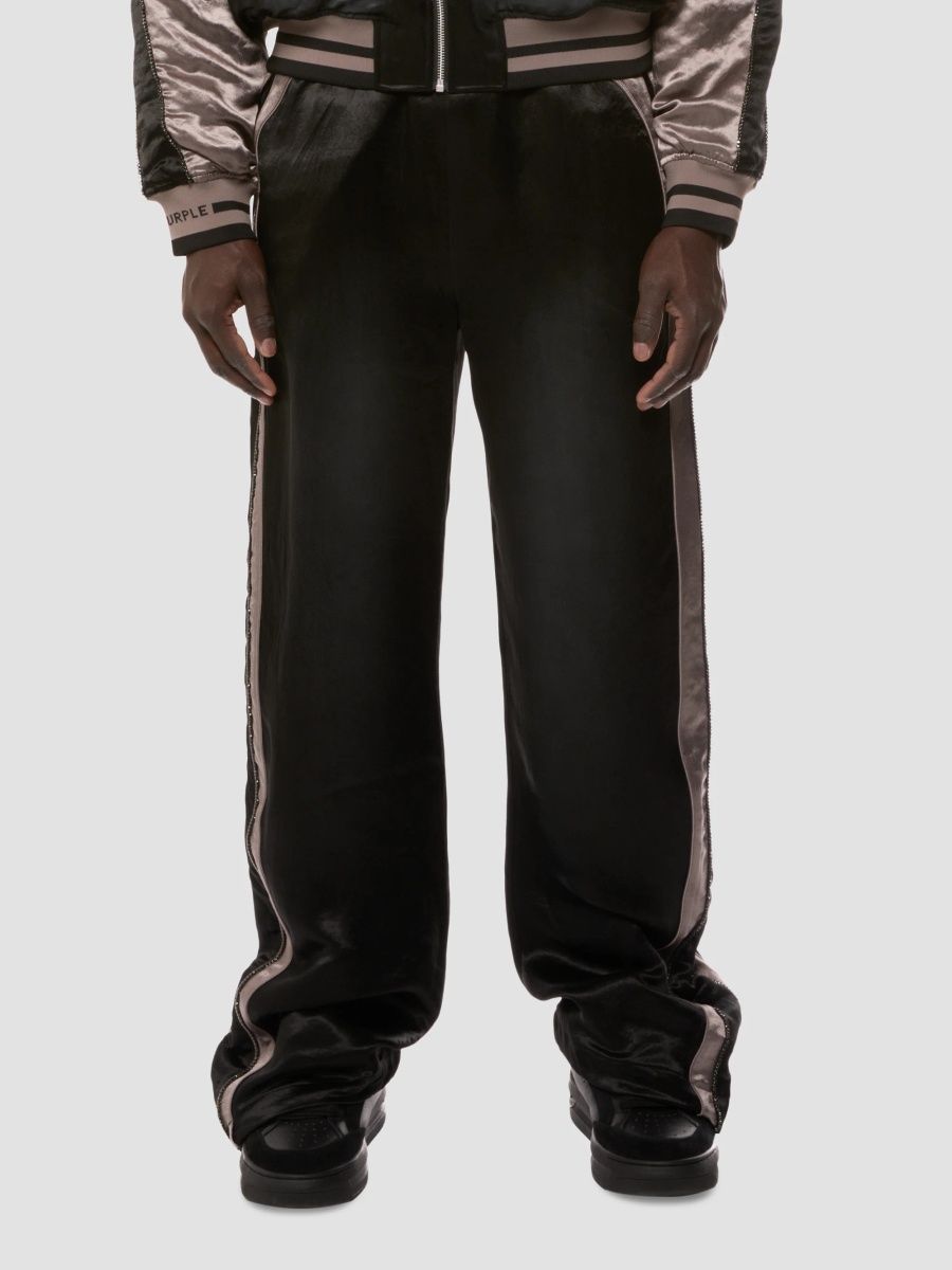 Purple Brand Men's Souvenir Crystal-Embellished Stacked Wide-Leg Pants - Black - Size Small