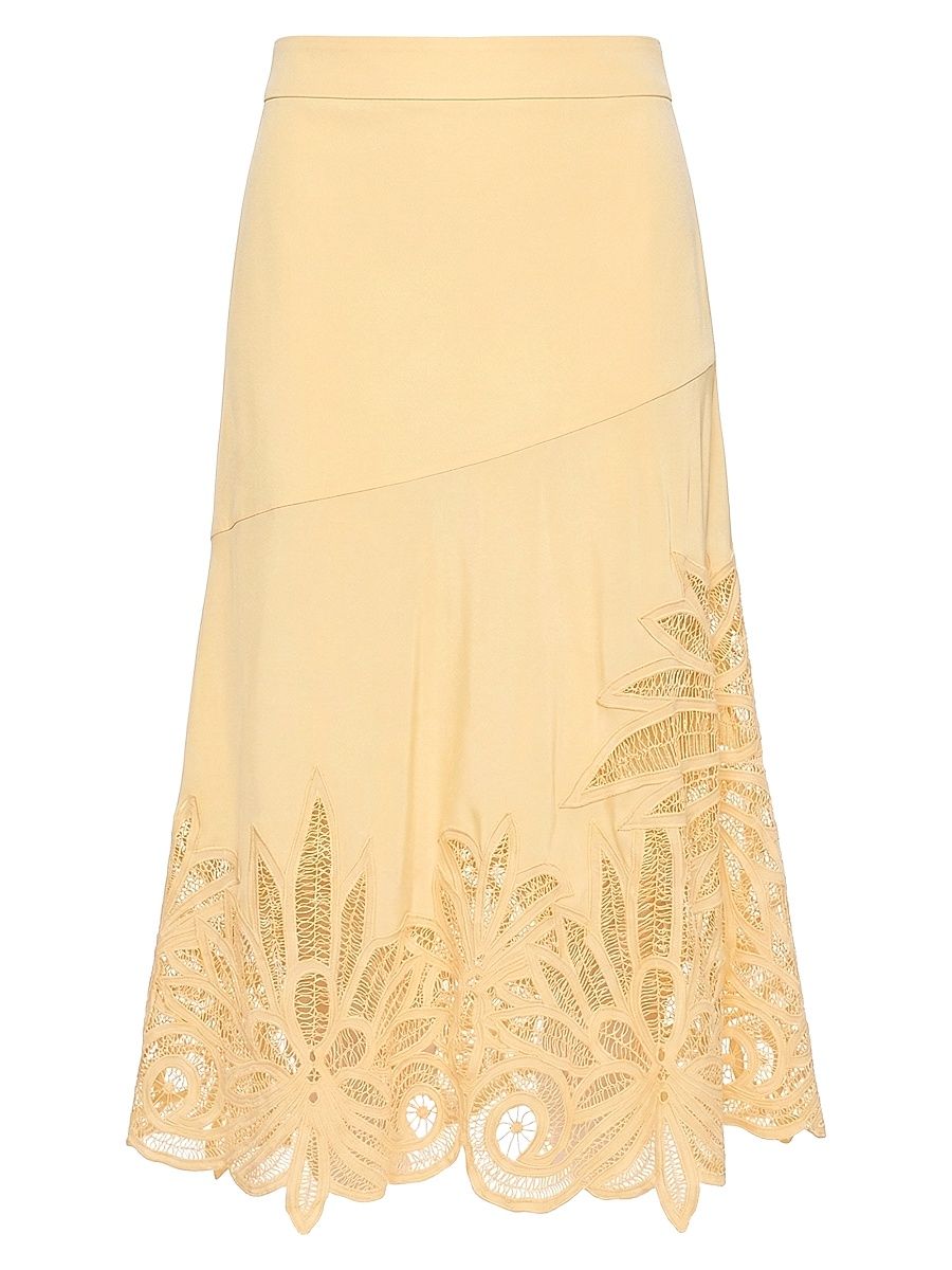 Women's Oona Silk Lace-Hem Maxi Skirt - Dandelion - Size 14