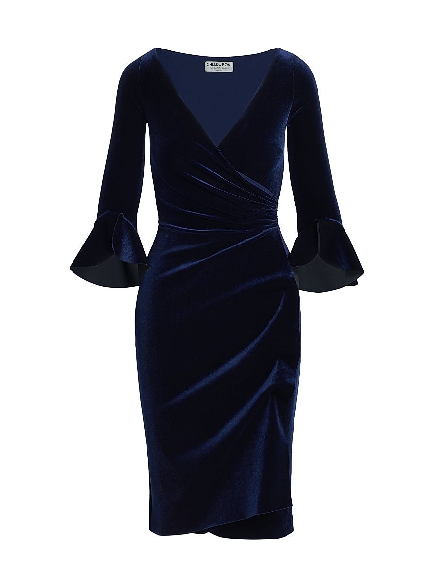 Women's Triana Velvet Wrap Dress - Blu Notte - Size 14