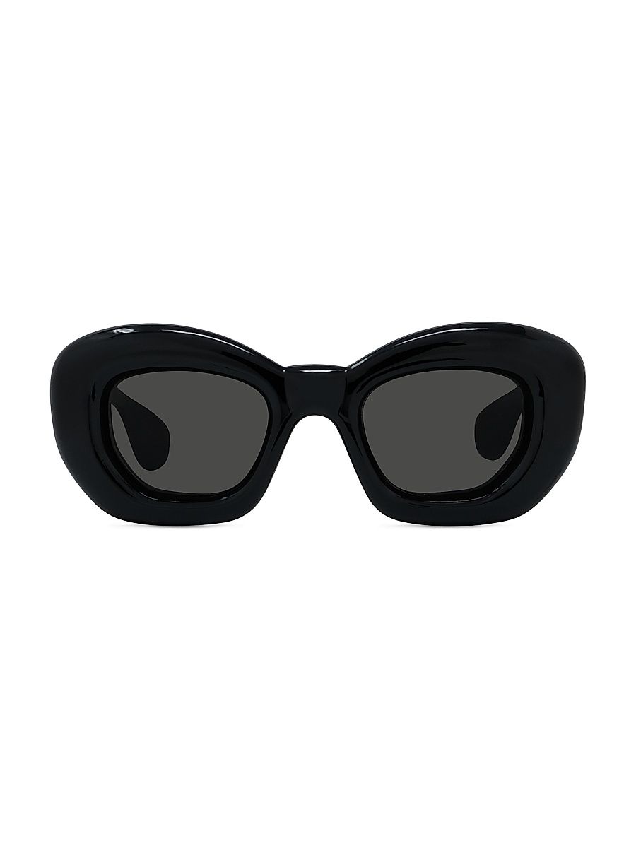 Women's Inflated 47MM Cat-Eye Sunglasses - Black Smoke