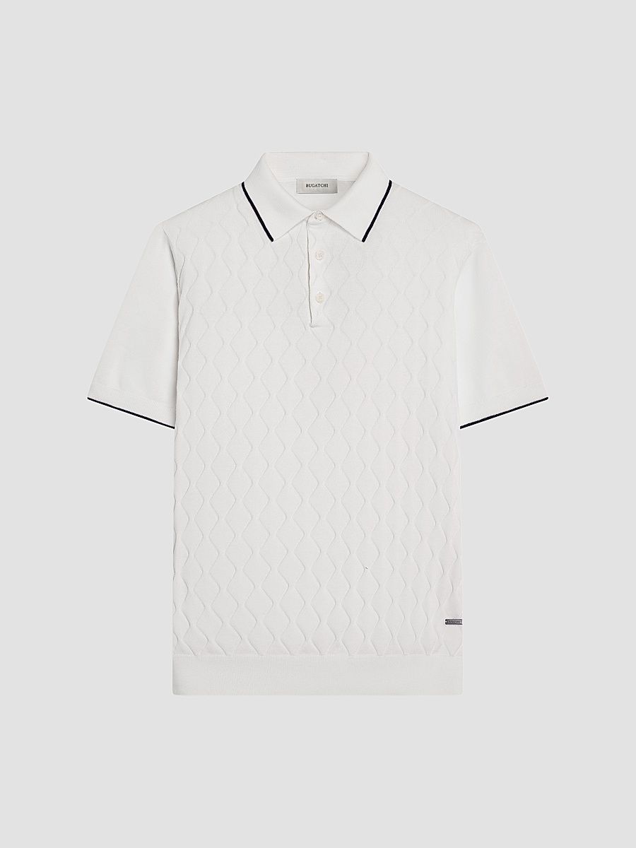 Bugatchi Men's Argyle-Stitched Polo Sweater - Chalk - Size XL