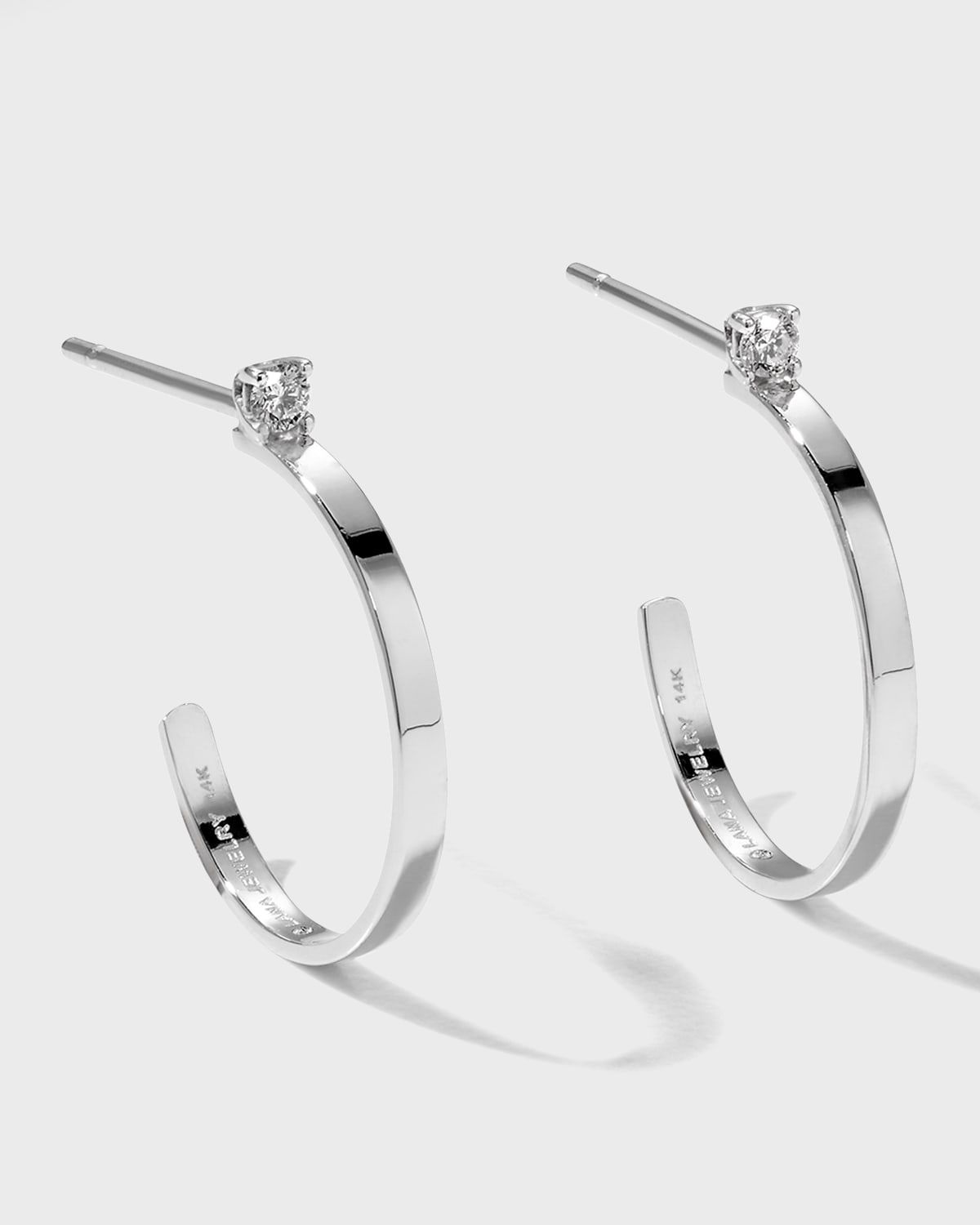 14K Gold Solo Diamond Hoop Earrings