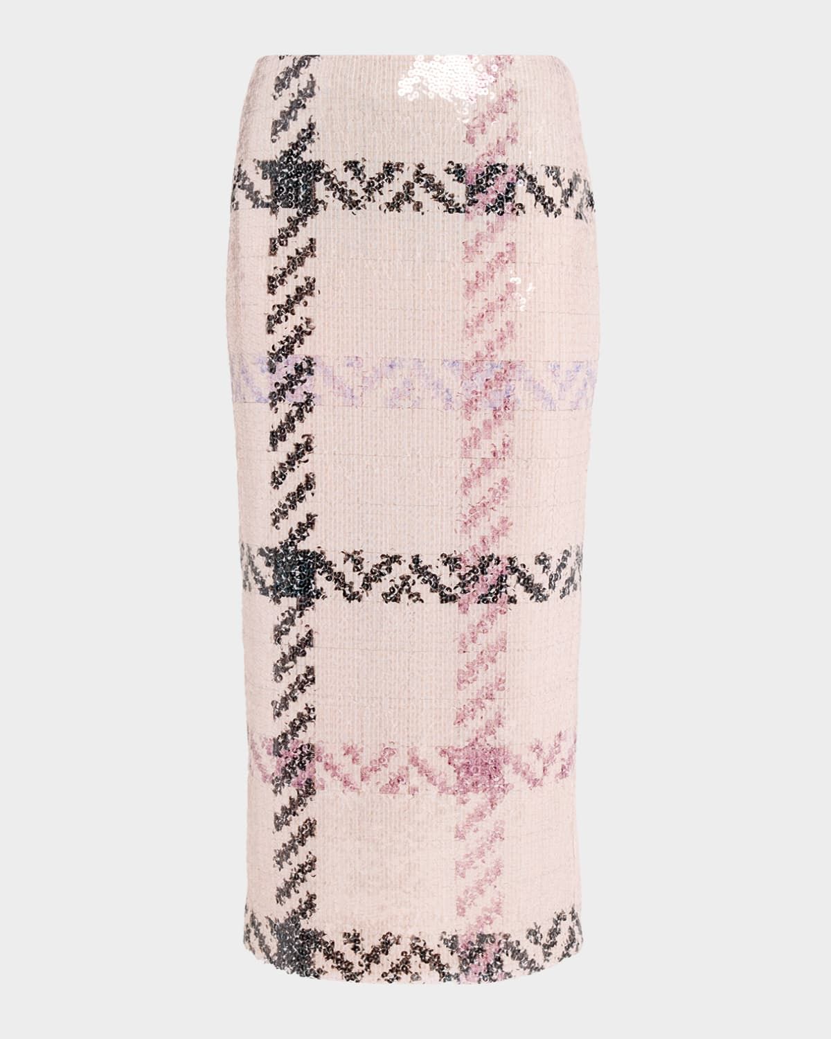 The Mercer Paillette Check Midi Skirt