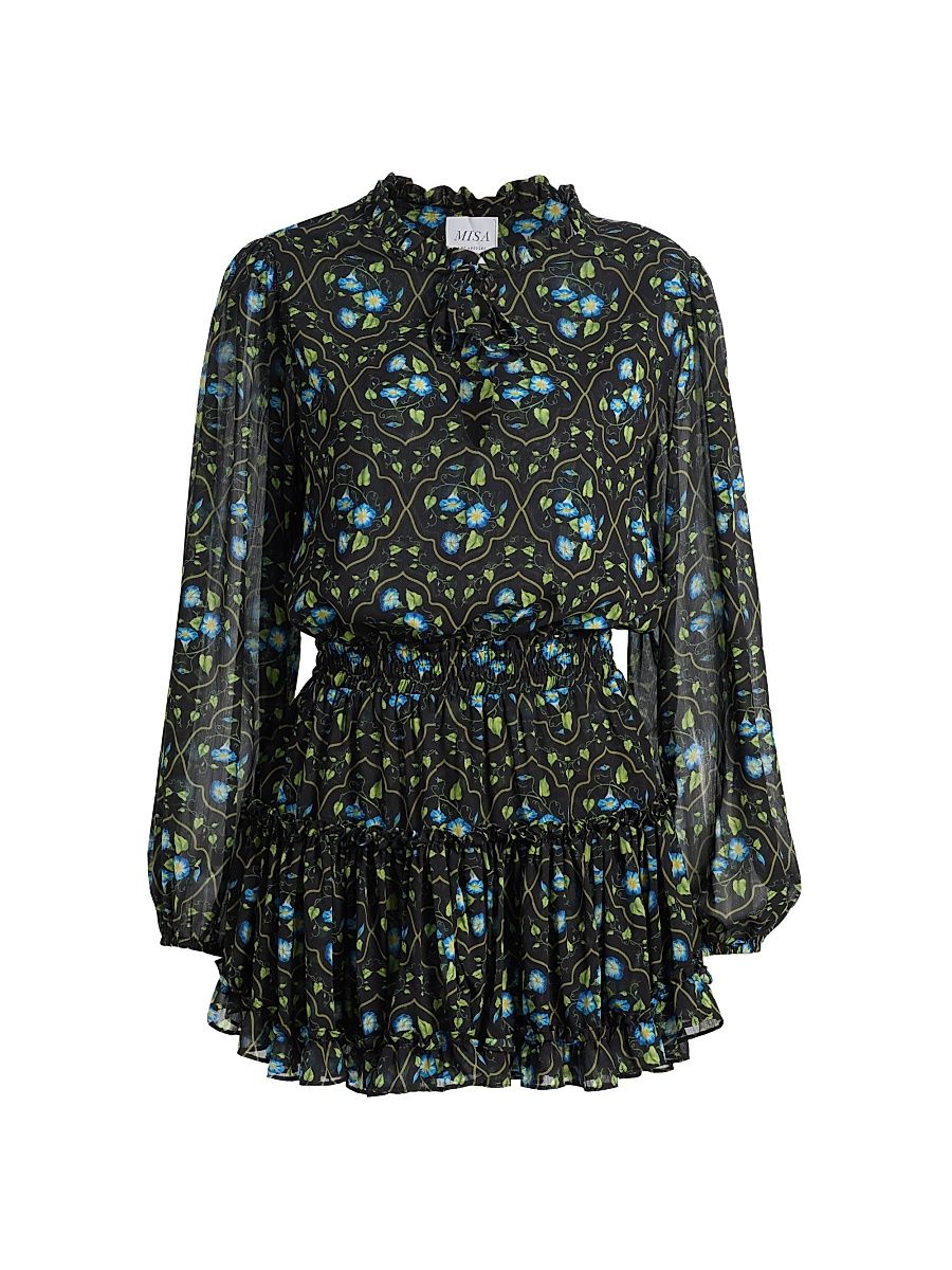 Women's Lorena Floral Chiffon Ruffle Minidress - Moss Scarf - Size XL