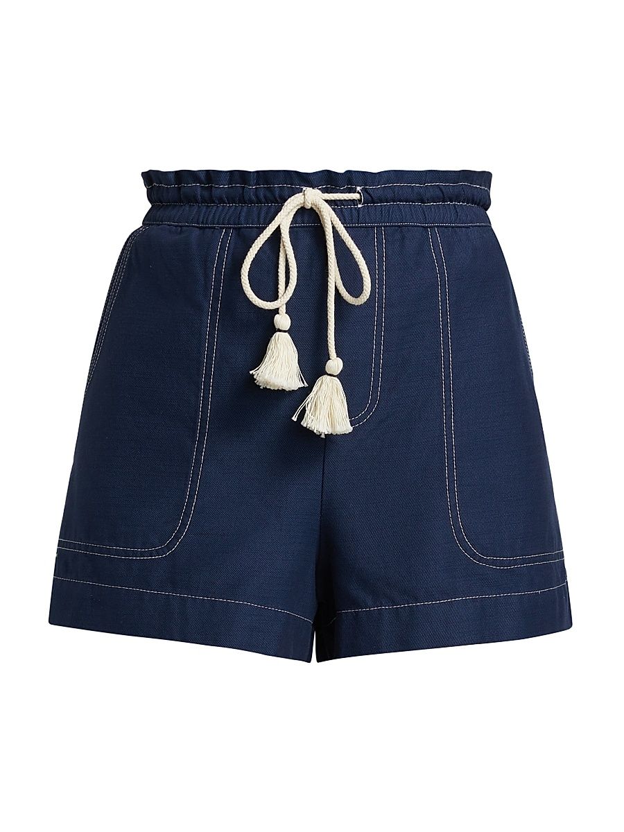 Women's Astra Cotton-Blend Twill Shorts - Navy - Size Medium