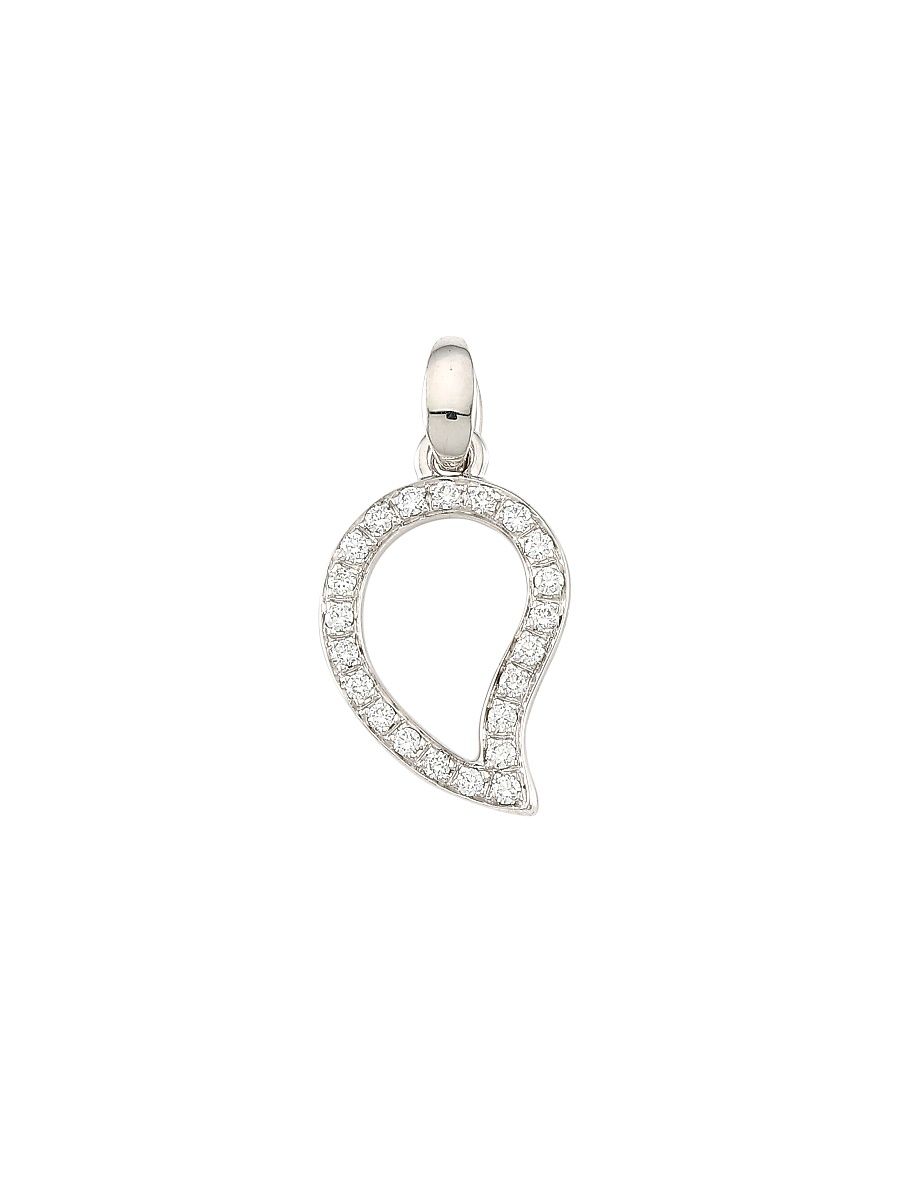 Women's Signature Wave 18K White Gold & Diamond Pavé Small Pendant - White Gold