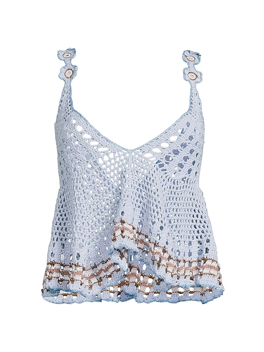 Women's Tula Crochet-Knit Tankini Top - Baby Blue - Size Large