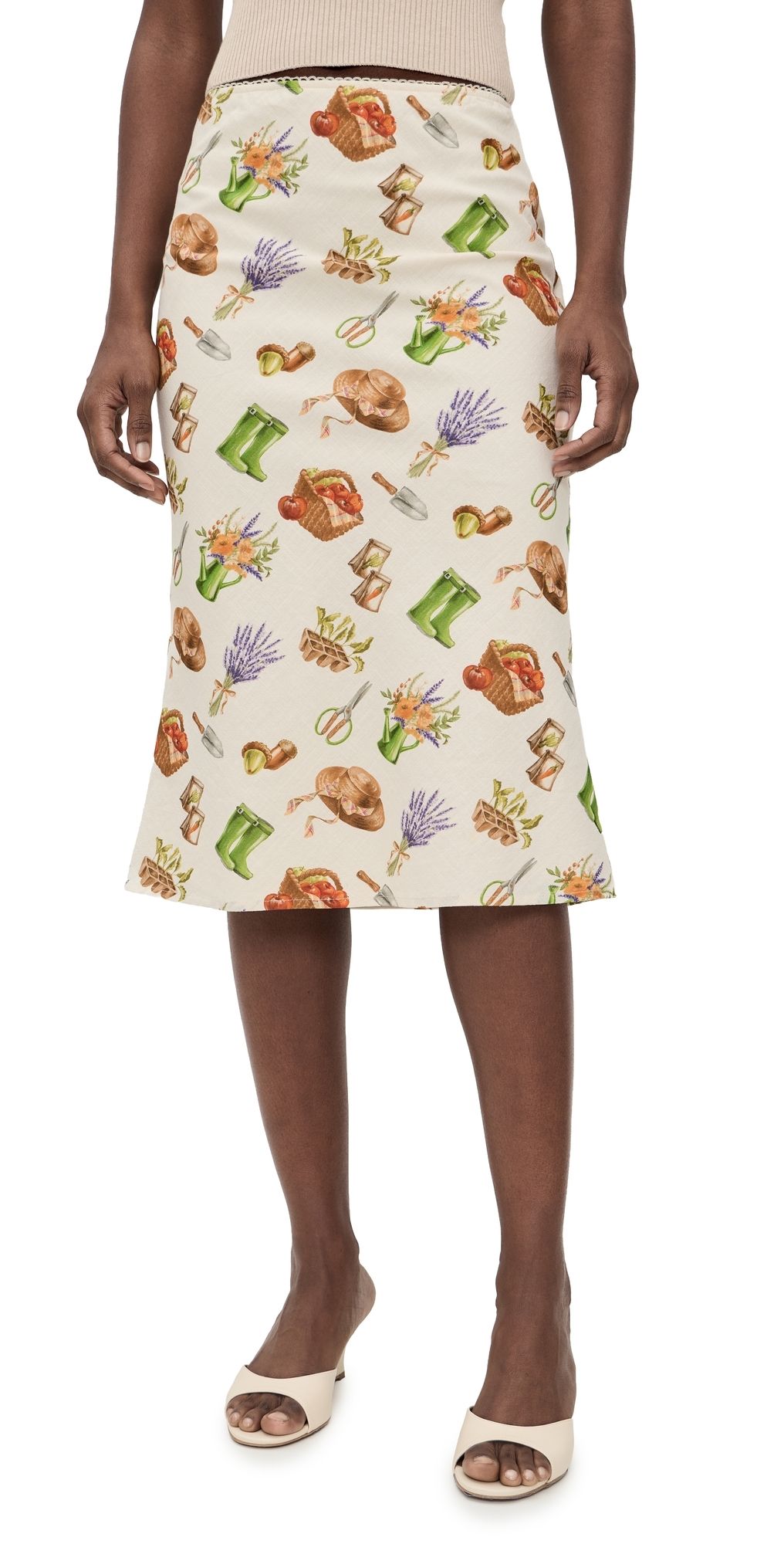 Bailey Rose Printed Midi Skirt Cream S