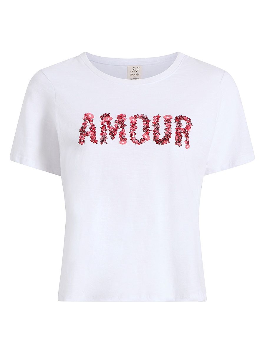 Women's Floral Amour Crewneck T-Shirt - White - Size Medium