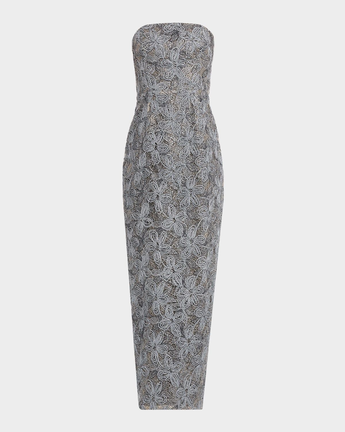 Meredith Strapless Embroidered Column Gown