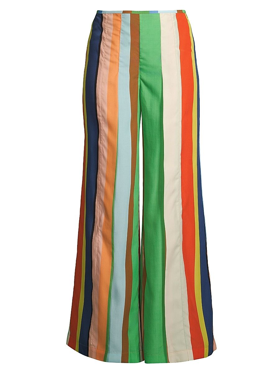 Women's Striped Front-Slit Palazzo Pants - Tuscan Stripes - Size Small