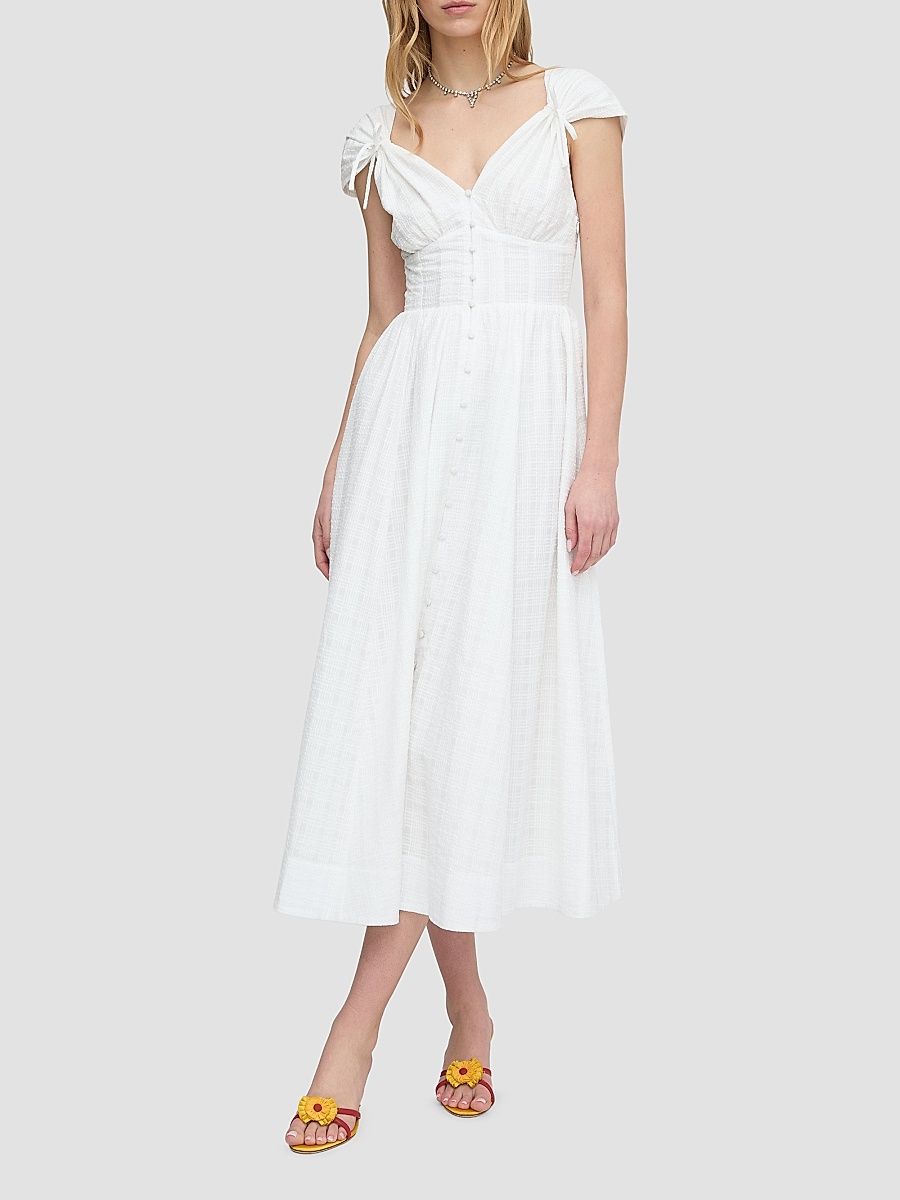 Women's The Lucille Dress - White Crinkle Check - Size XL