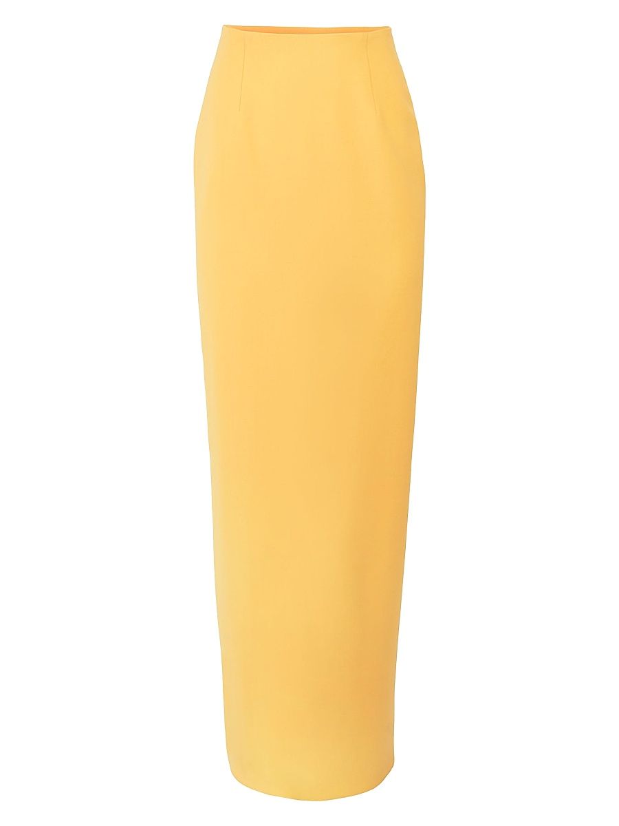 Women's Stretch-Virgin Wool Column Maxi Skirt - Daffodil - Size 6