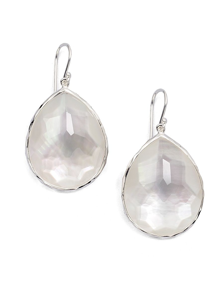 Women's Rock Candy Large Sterling Silver & Doublet Teardrop Earrings - Silver