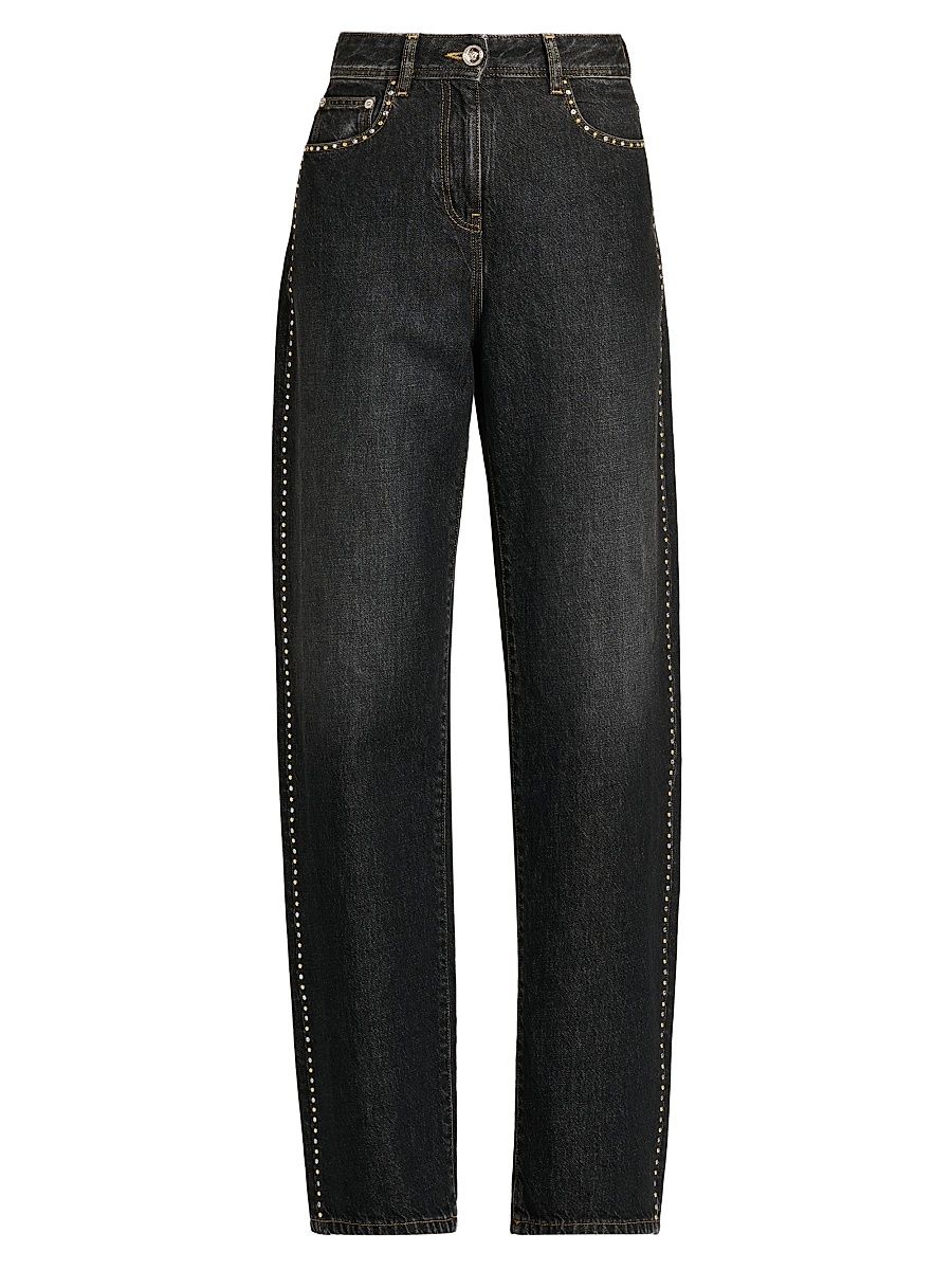 Women's Embellished Stone Washed Jeans - Black - Size 30