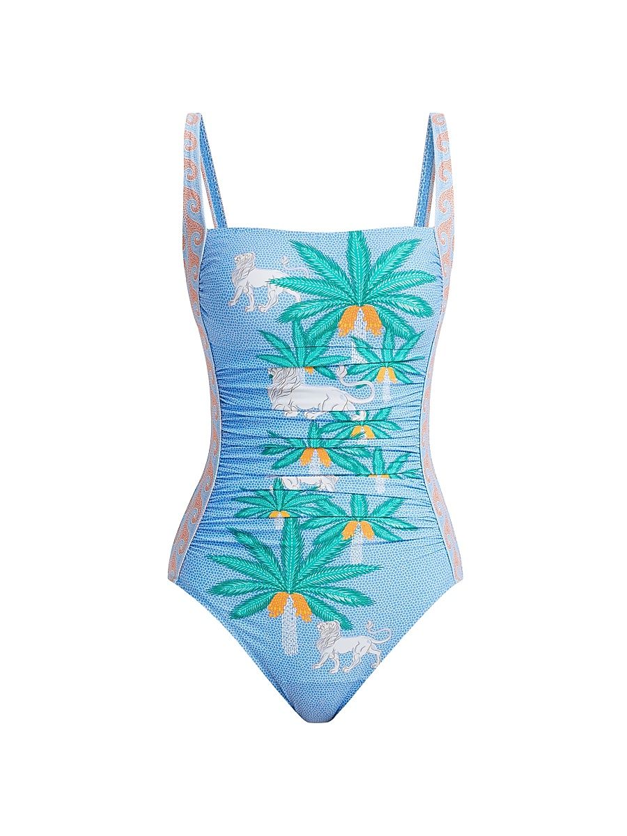 Women's Johnny Was x Paolita Ruched One-Piece Swimsuit - Circes Ocean - Size Medium