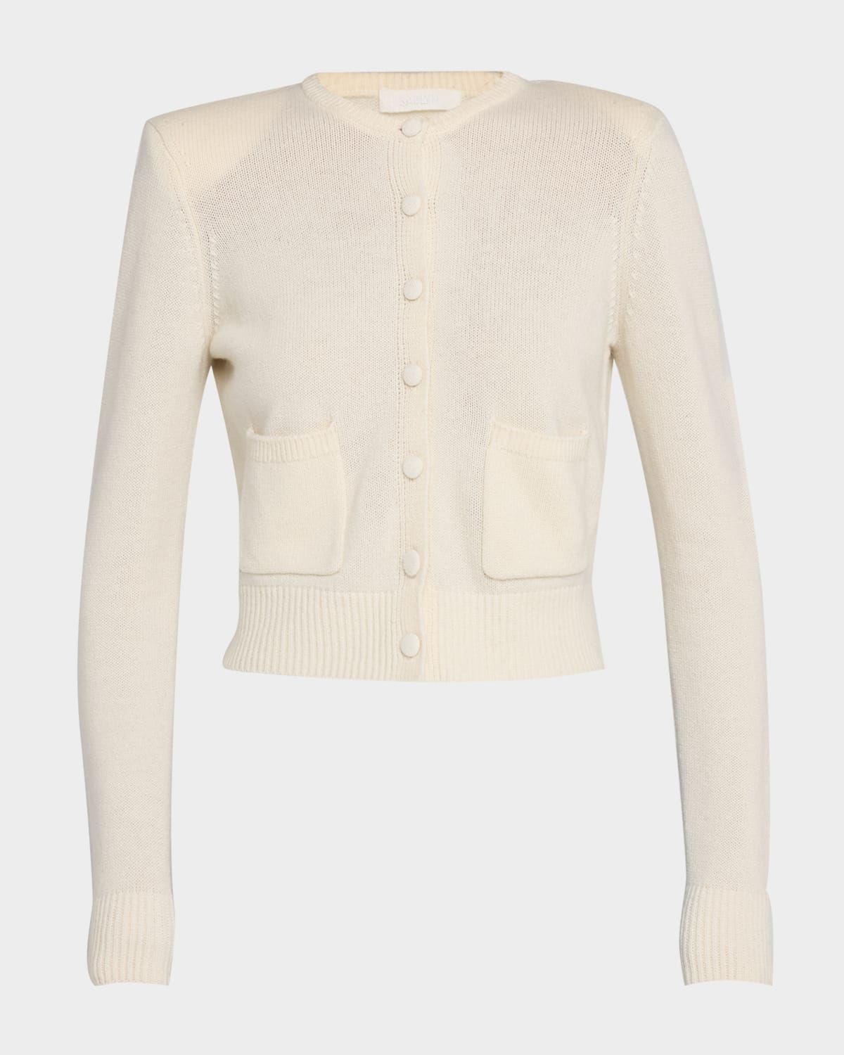 Emilia Shoulder-Pad Cashmere Cardigan