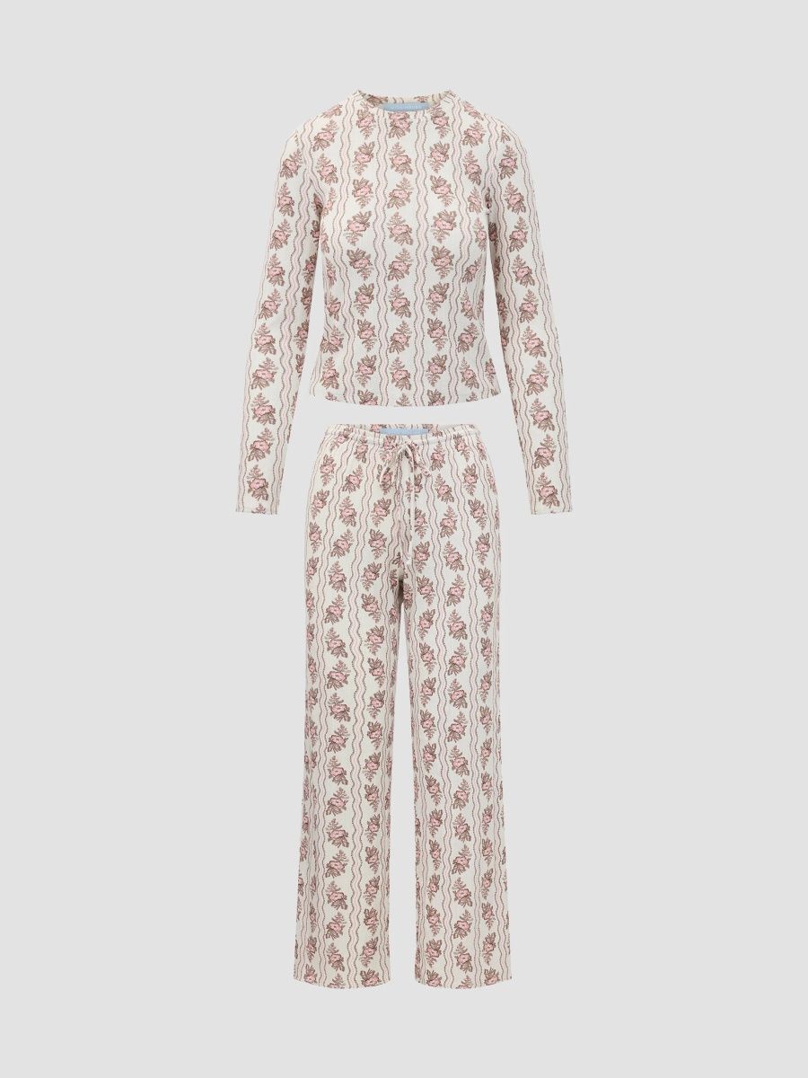 Hill House Home Women's The Kristine Pointelle Pajama Set - Peony Scallop Stripe Pink - Size XL