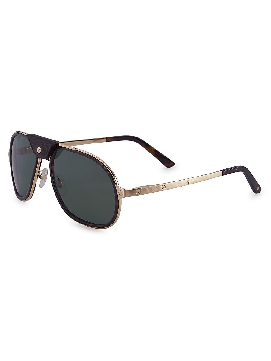 Men's Core Range 57MM Aviator Sunglasses - Havana Gold Green