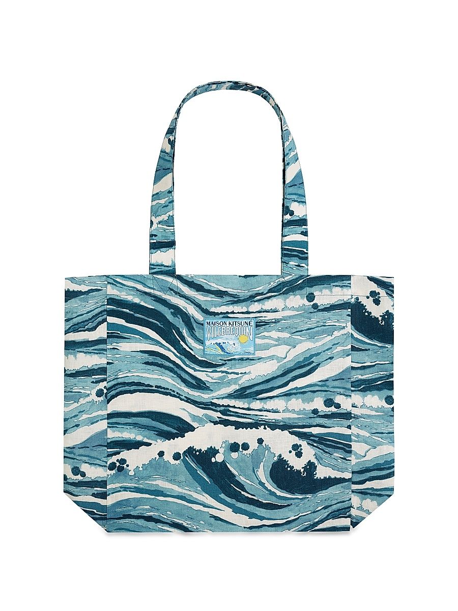 Men's Vilebrequin x Maison Kitsuné Balade Wave Cotton Tote Bag - Blue