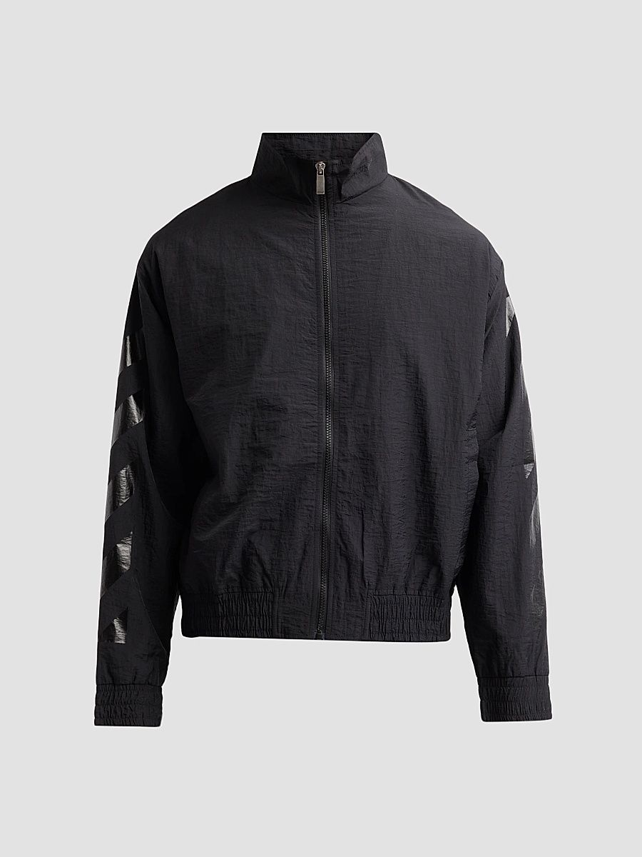Men's Glossy Arrow Nylon Track Jacket - Black - Size XXL