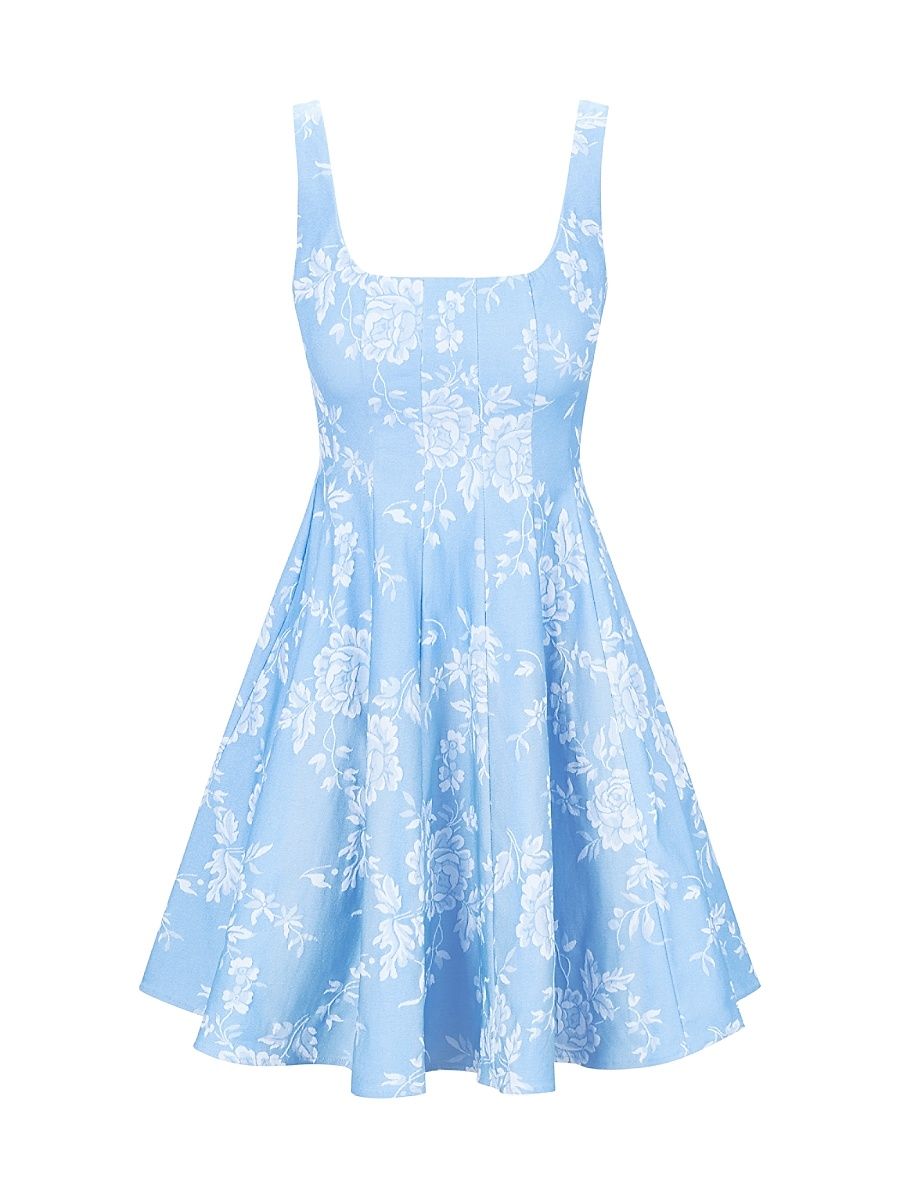 Women's Wells Floral Fit & Flare Minidress - Blue Rose - Size 4