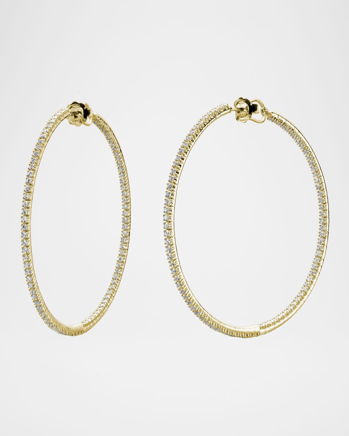 Rugiada 18K Diamond Hoop Earrings, 3.35tcw