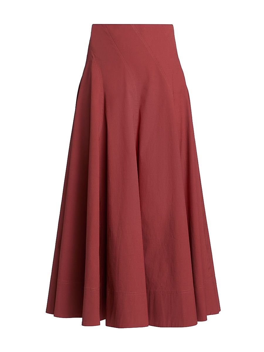 Women's Gemma Stretch-Cotton A-Line Midi-Skirt - Apple Butter - Size 14