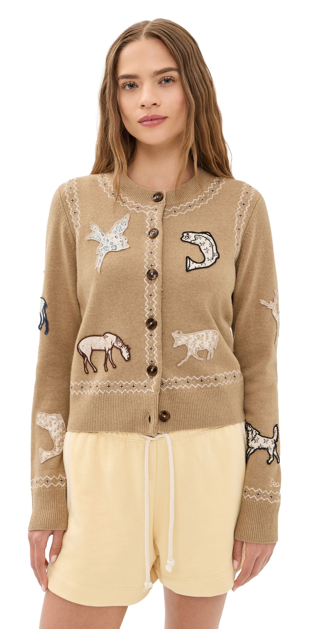 Sea Winslow Craft Wool Cardigan Camel L