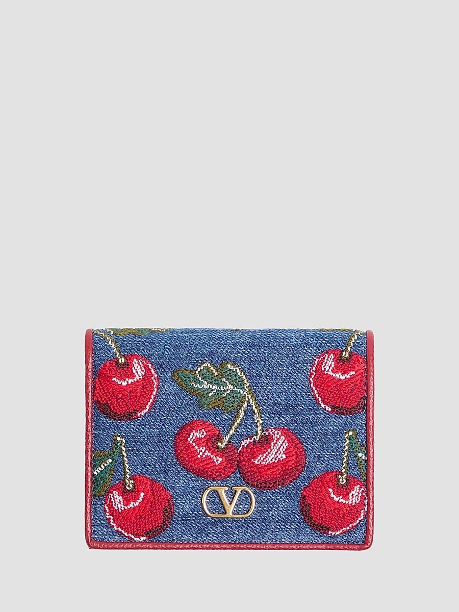 Women's VLogo Signature Denim Wallet - Denim Multicolour