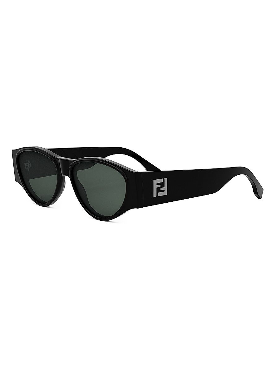Men's FF Squared 55MM Round Sunglasses - Black Silver