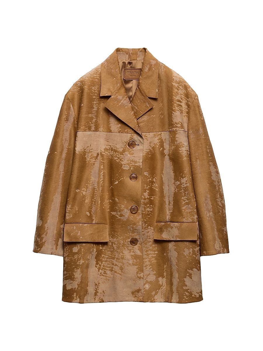 Women's Leather Coat - Brown - Size 2