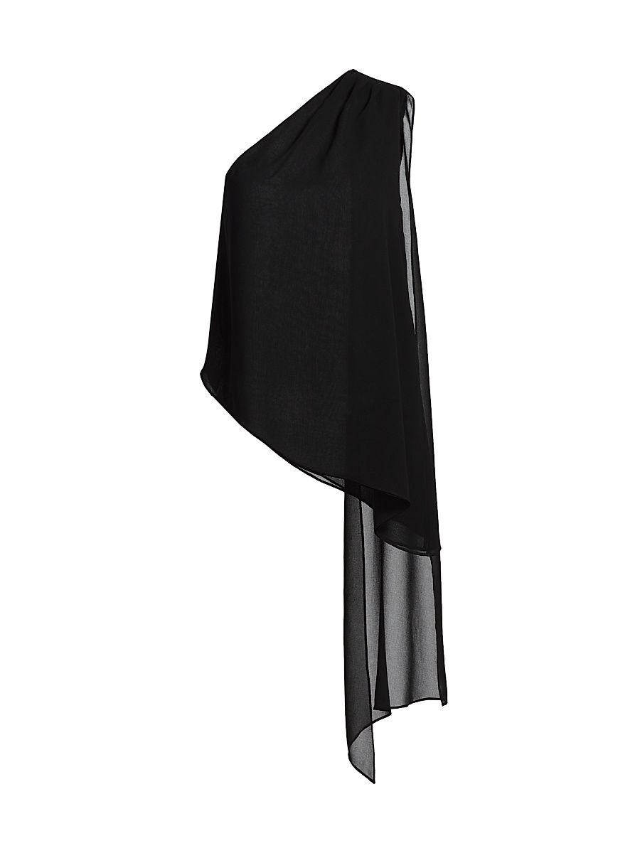 Women's Georgette One-Shoulder Top - Black - Size 14