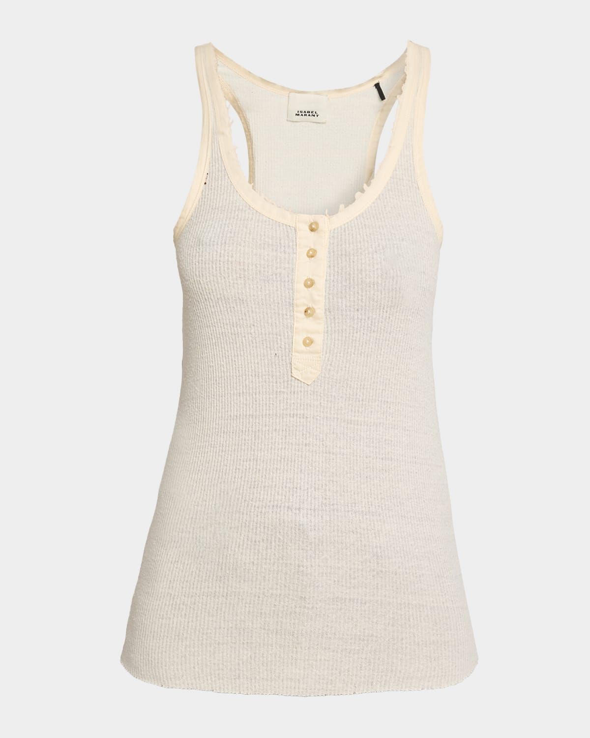Helma Silk Rib Button-Front Tank Top