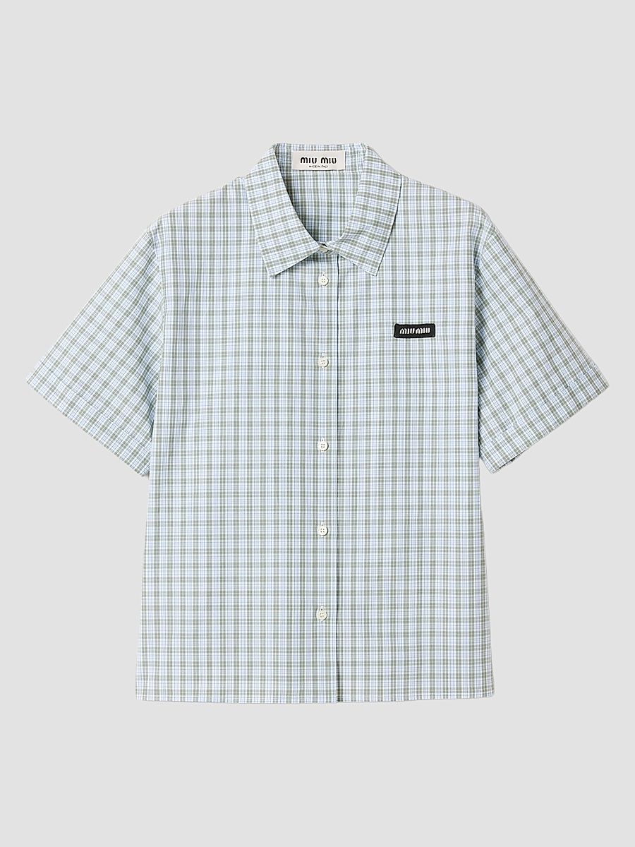 Women's Checked Poplin Shirt - White - Size 0